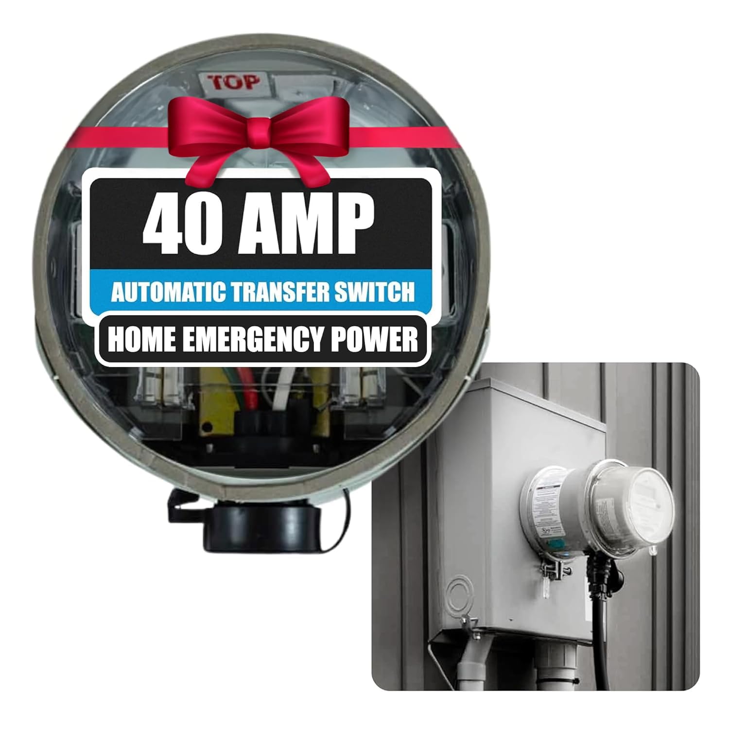 GenerLink Automatic Transfer Switch for Home Generator w/Surge Protection - Meter Mounted Transfer Switch for Portable Generators - Outdoor & Home - Fast and Easy Installation - 40AMP