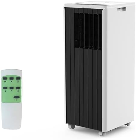 8000 BTU Portable Air Conditioner - 3 in-1 Cooling, Dehumidifier & Fan, Quiet AC Unit for Rooms Up to 350 Sq.Ft, 24H Timer, Remote Control & Window Kit Included, White Top Cover