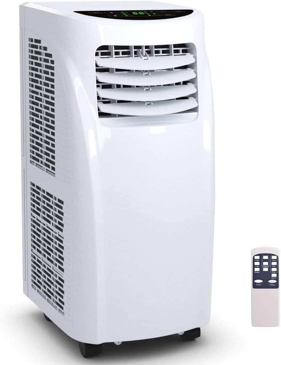LDAILY Moccha 10000 BTU Portable Air Conditioner, 3-in-1 Cooler Fan Dehumidifier with 2 Fan Speeds, Remote Control and Digital LED Display Ultra-Quiet for Small Room Home Office