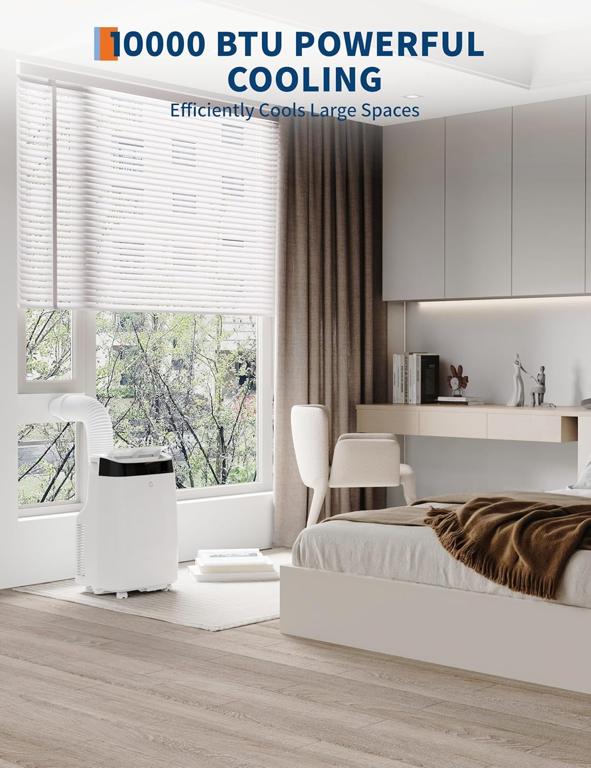 10000 BTU Portable Air Conditioner - 3 in-1 Cooling, Dehumidifier & Fan with Quiet Operation, Sleep Mode, 24H Timer & Energy Savings, for Rooms Up to 450 Sq.Ft, Includes Remote Control, Reusable Filt