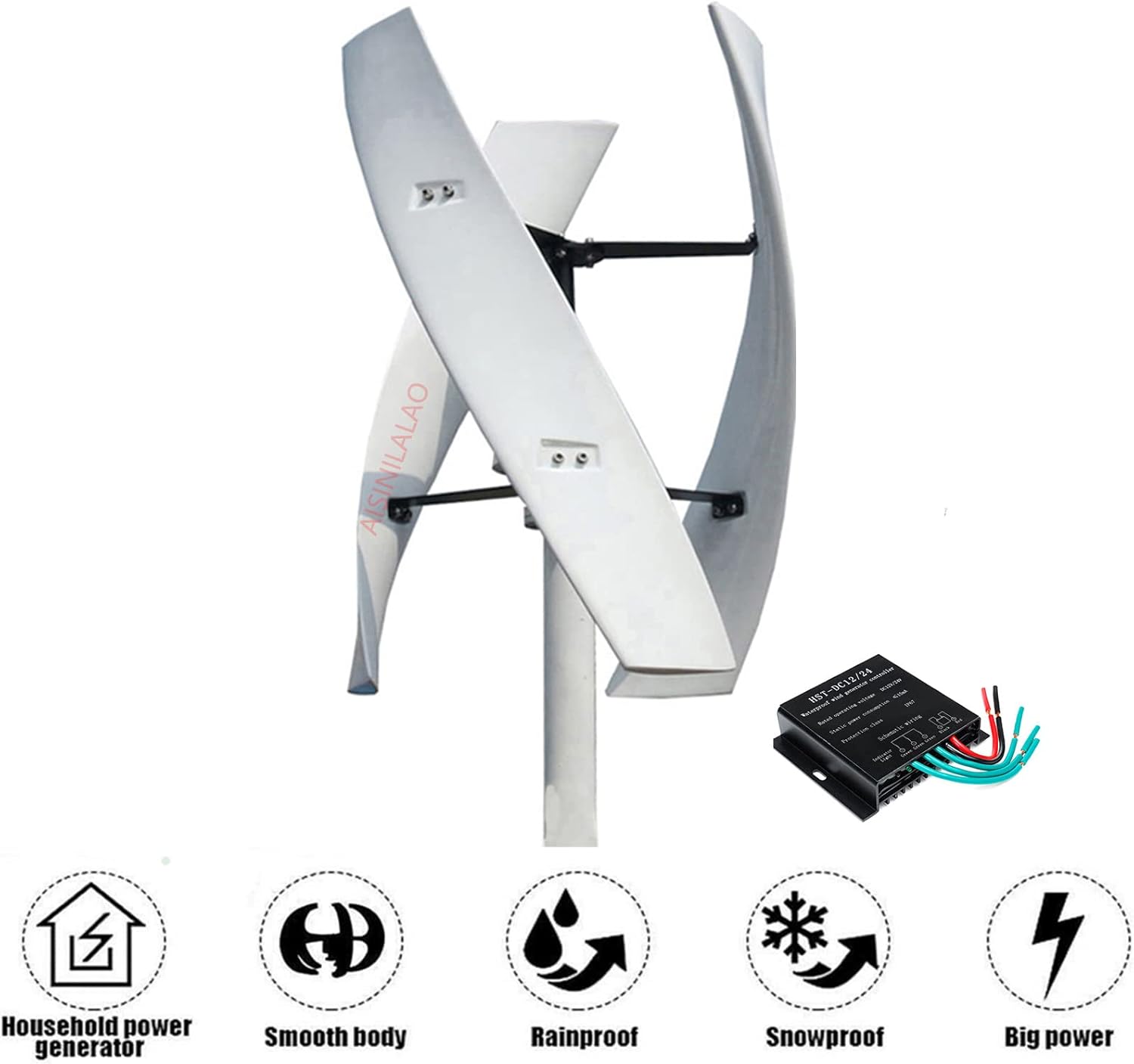 5000W Vertical 3 Blades Wind Turbine Kit, Noiseless 220V 48V 24V 12V Magnetic Levitation Coreless Wind Turbine with MPPT Controller Suitable for Wind/Solar Power Systems