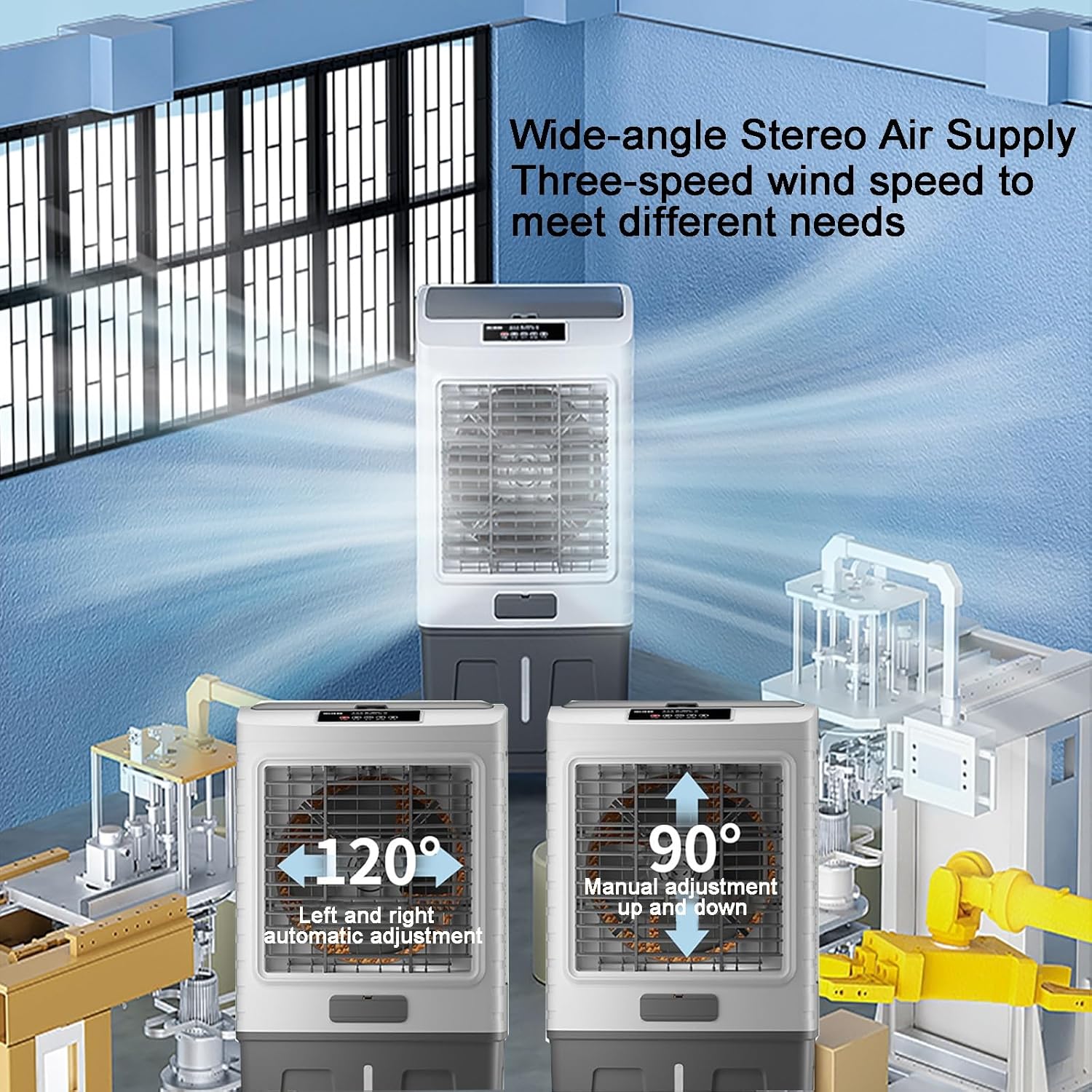 PINNKL Portable Air Conditioners,3-IN-1Evaporative Air Cooler with Remote Control, Oscillation Swamp Cooler and Humidification, 7.5 Hour Timer