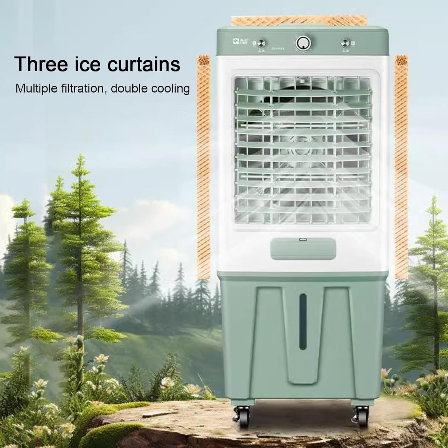 Swamp Cooler Air Conditioner, Evaporative Air Cooler with 10.5 Gallon Water Tank, 2 Ice Box, Remote, 3 Speeds, 120°oscillation, Portable Outdoor Air Conditioner for Bedroom Home Office