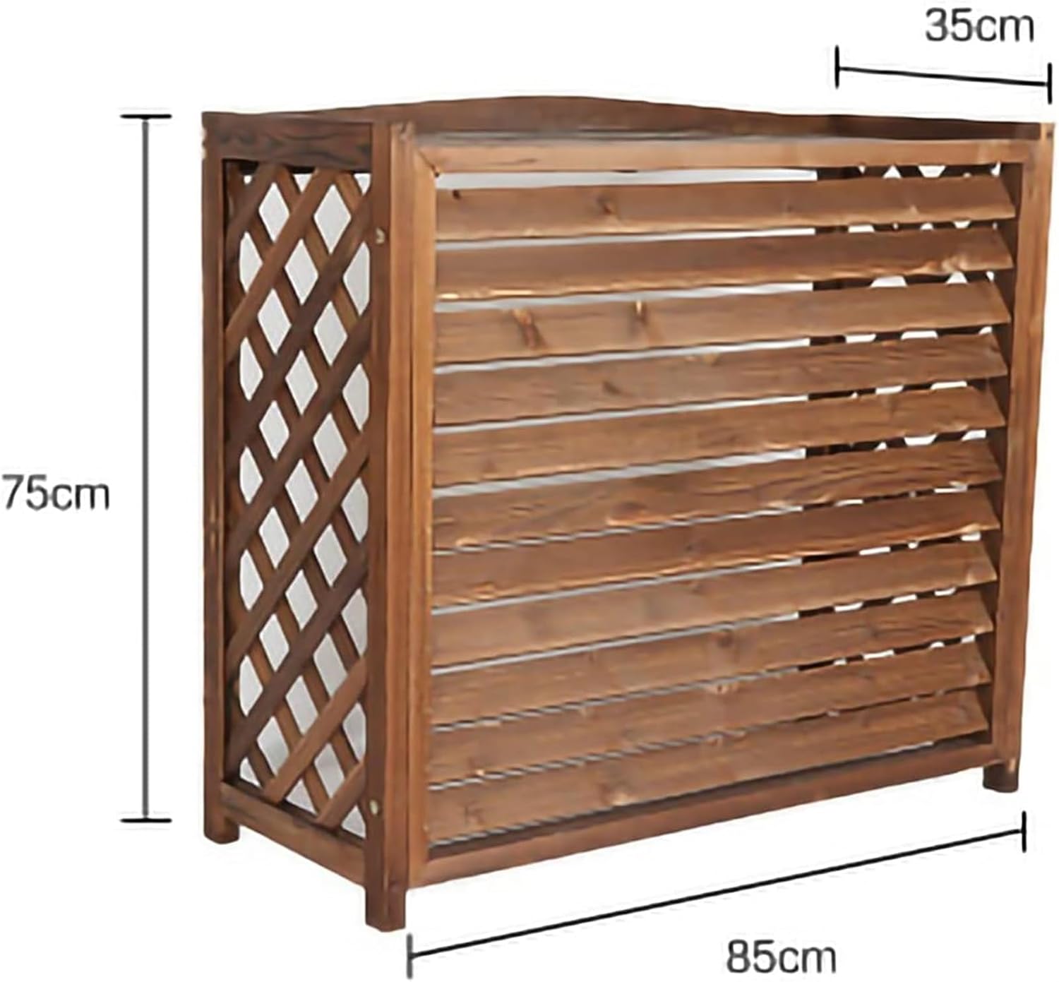 Wooden Air Conditioner Cover Wooden Louveredair Conditioning Cover, Outdoor Plant Storage Room, Rainproof Sunscreen Air Conditioner Rack, Easy to, for Outdoor or Balcony/85X35X75Cm