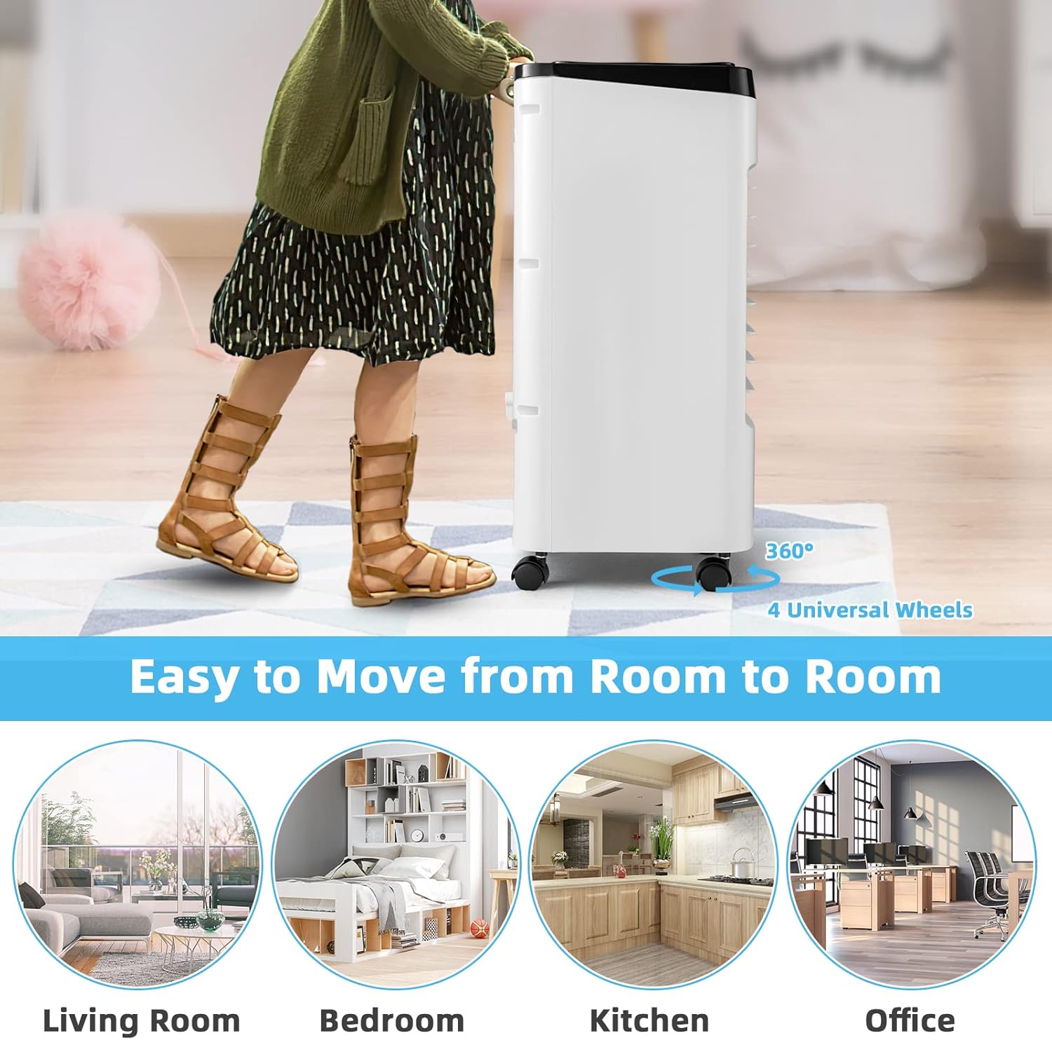 COSTWAY Evaporative Air Cooler, 3-in-1 Portable Quiet Swamp Cooler and Humidifier with Remote, 4 Modes, 70° Oscillation, 12H Timer, Water Tank Lock, Evaporative Cooler for Bedroom Home Office Dorms