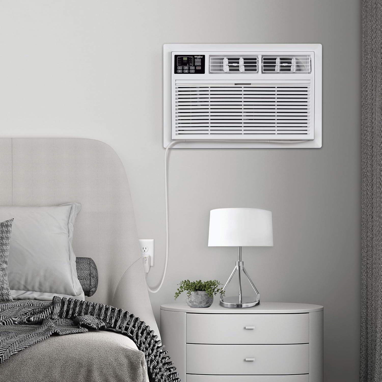 Whirlpool 12,000 BTU 230V Through-the-Wall Air Conditioner with Supplemental Heat, Dehumidifier and Remote, Wall AC Unit for Apartment, Living Room and Medium Rooms up to 550 Square Feet in White