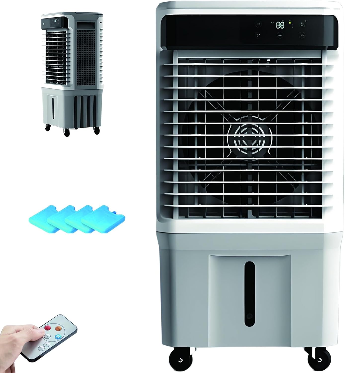 Swamp Cooler, 4000CFM Windowless Air Conditioner with 13 Gal Water Tank, 120° Oscillation, 3 Speed, 5 H Timer, Remote, 4 Ice Packs, Evaporative Cooler for Indoor＆Outdoor