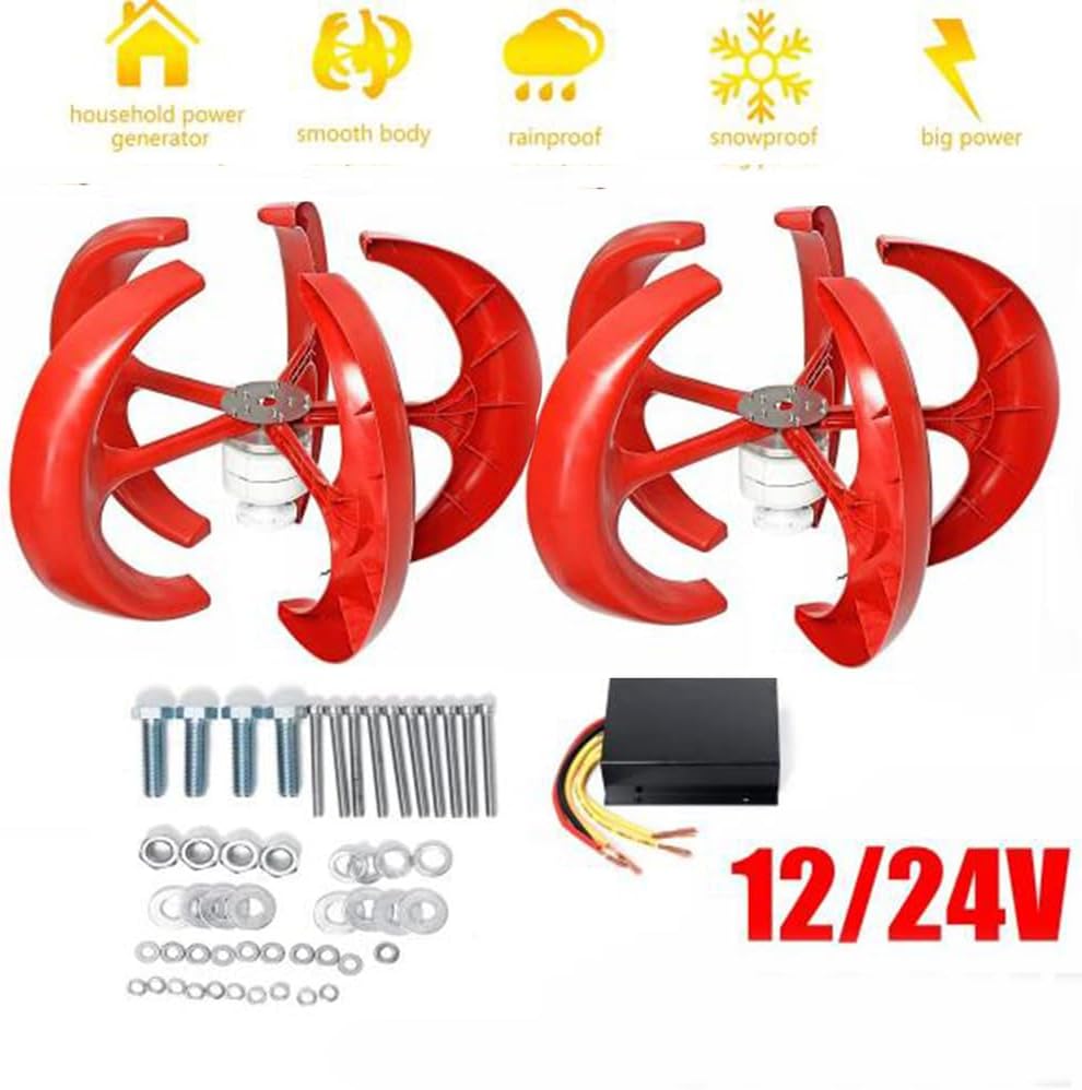 5 Leaves Wind Turbine Kit 10000W Vertical Axis Wind Turbine Generator Alternative Energy 12V-220V AC Output Household Complete Kit with Controller