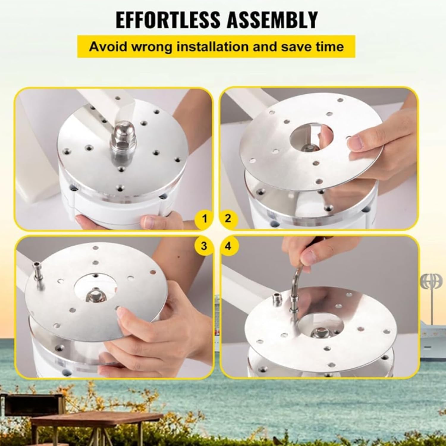 5 Blades No Noise Vertical Wind Generator,9000W 12V 24V 48V 220V Low Start-Up Wind Speed with Controller Hybrid Suitable for Streets/Gardens