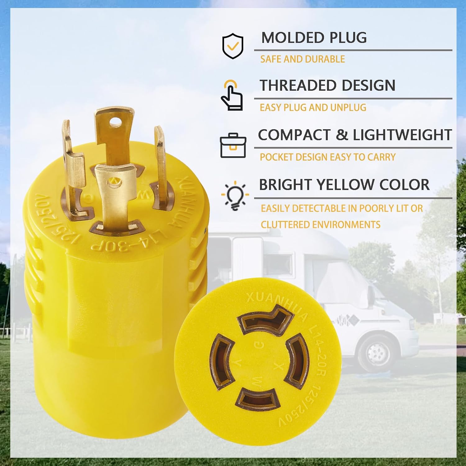 10 FT NEMA 14-50P to L14-30R Generator Transfer Switch Adapter Cord and Generator Adapter NEMA L14-30P to L14-20R