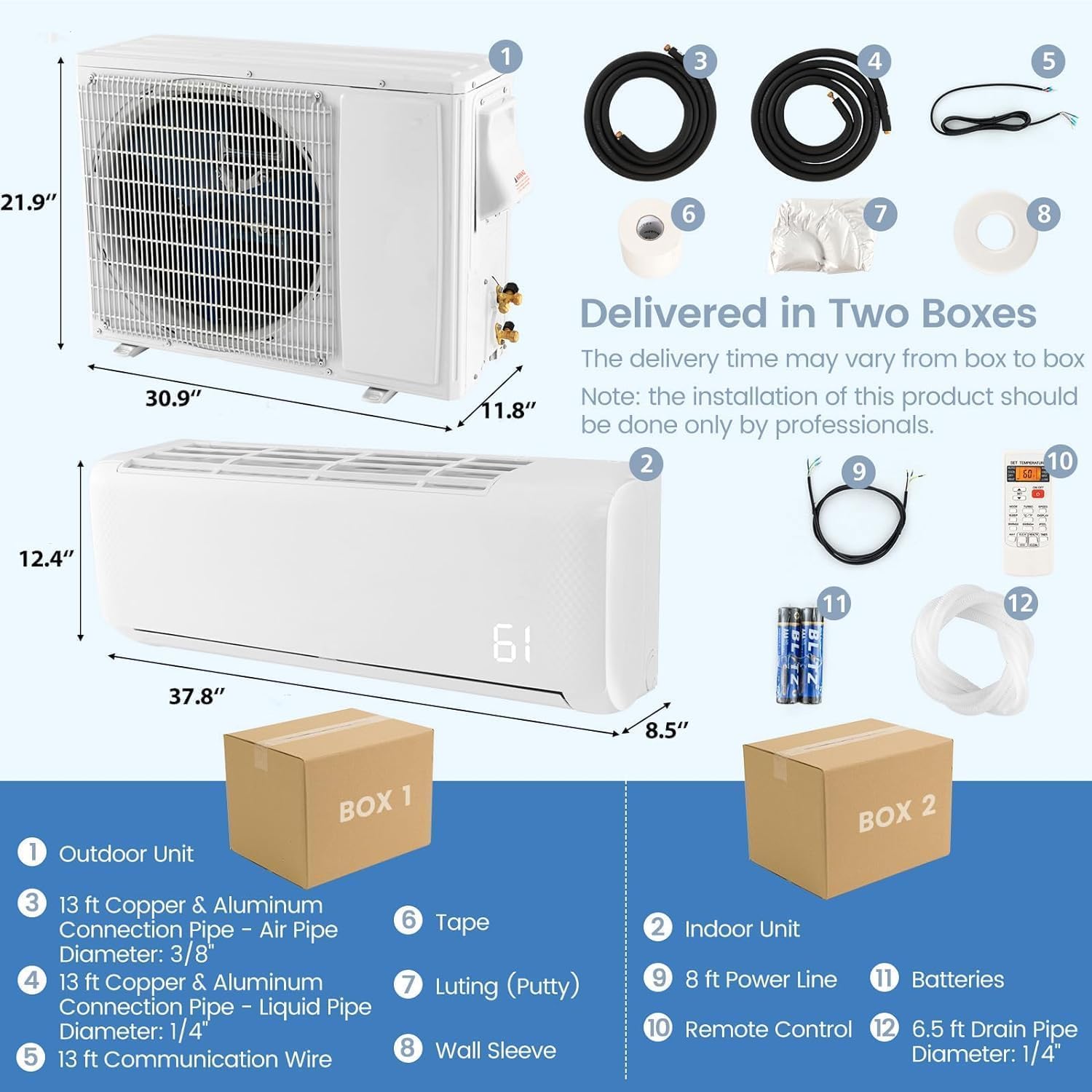 SIMOE Mini Split Air Conditioner, 18000BTU 21SEER2 Mini Split AC/Heating System, Ductless Air Conditioner & Heater with Inverter & 1.5 Ton Heat Pump, 208-230V, Cools Up to 1250 Sq. Ft, Energy Star