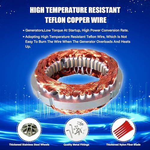 800W-1200W Wind Turbine Generator Kit - 12V/24V/48V, MPPT Controller, 5 Red Blades, Low Starting Wind Speed 2.5m/s, Ideal for Home Power Generation, 1000W Output