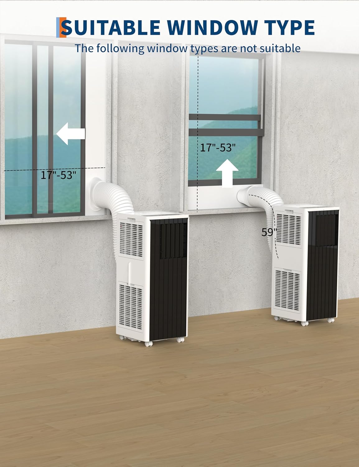 8000 BTU Portable Air Conditioner, 3-In-1 AC Unit with Cooling, Fan, Dehumidifier, Remote Control, Quiet Operation, Sleep Mode, for Small Rooms, Apartments, Window Kit Installation, White and Black