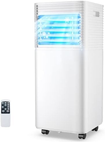 LDAILY 8000 BTU Portable Air Conditioner, 3-in-1 Air Cooler w/Dehumidifier & Fan Mode, Cools up to 230 sq.ft, Multifunctional Air Cooler w/Sleep Mode, 24H Timer, 2 Fan Speeds, Remote Control (Black)