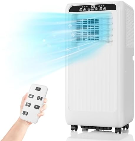 8000BTU Portable Air Conditioner with Efficient Cooling, Compact and Lightweight Design for Easy Portability, Ideal for Small to Medium Rooms