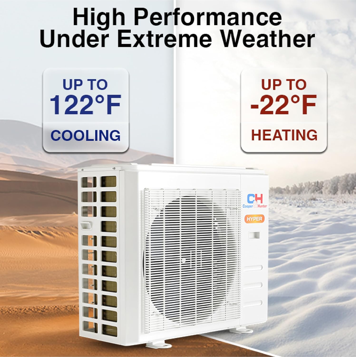 Cooper & Hunter Hyper Heat 24,000 BTU, 230V, 22.3 SEER2 Single Zone Wall Mount Ductless Mini Split Air Conditioner & Heater (Works at -22F) – 16FT Installation Kit & Smart Kit – Pre-Charged Inverter