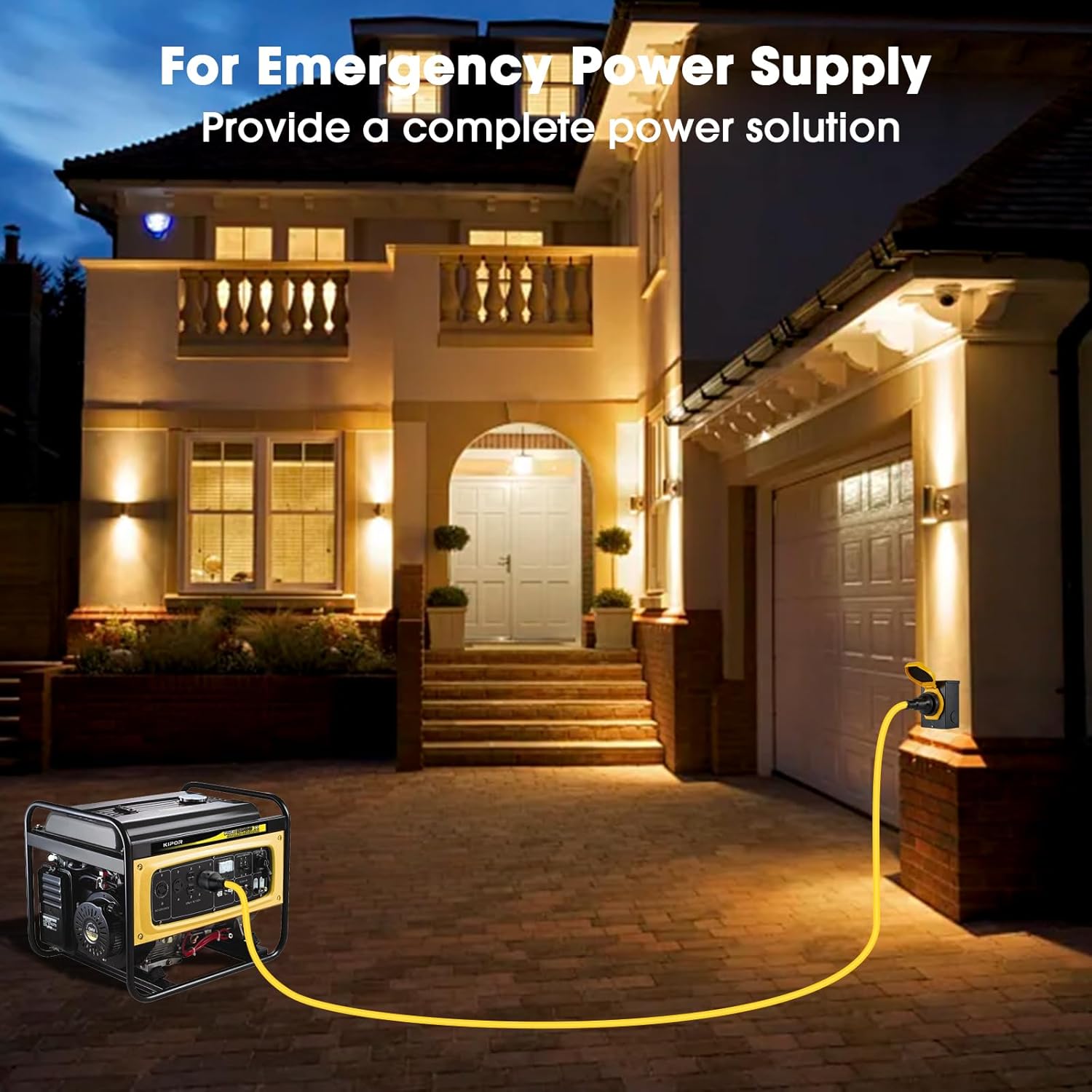 30 Amp Generator Power Cord and Power Inlet Box Combo Kit, Heavey Dury NEMA L14-30P to L14-30R,125/250V 7500W 10 Gauge SJTW Generator Cord, Twist Lock Connector (50FT)