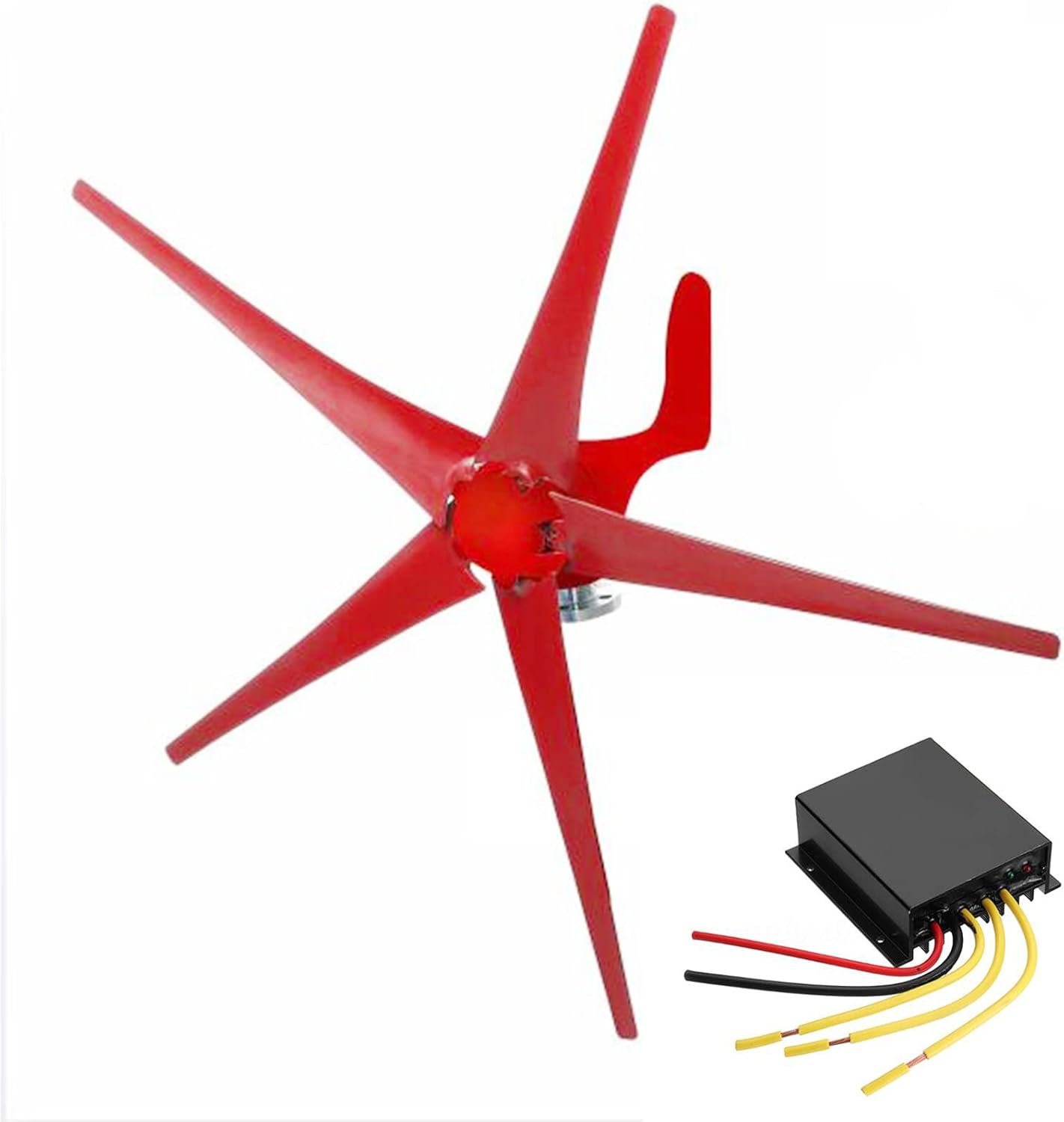 1000W-3000W 12V 24V 48V 220V Wind Turbine Generator Kit, W/Controller 5 Blades Wind Turbine Kit for Marine, Home Energy Supplementation(Red)