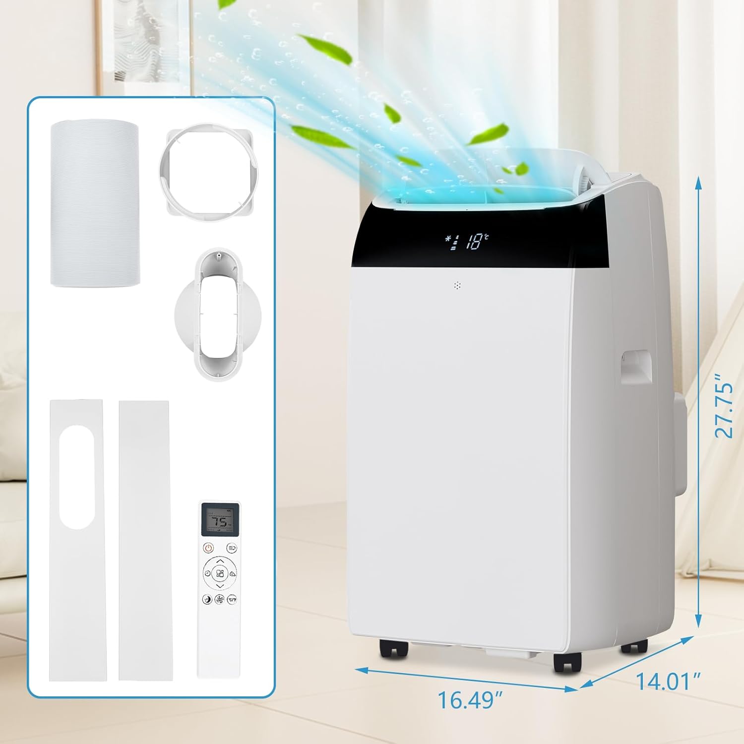 Portable Air Conditioners, Cooling, Dehumidification & Fan Modes 3-In-1 Air Conditioner, 14,000 Btu Powerful Cooling Up to 750 Sq.Ft, Remote Control, Timer, Ultra-Quiet Operation for Home, Office
