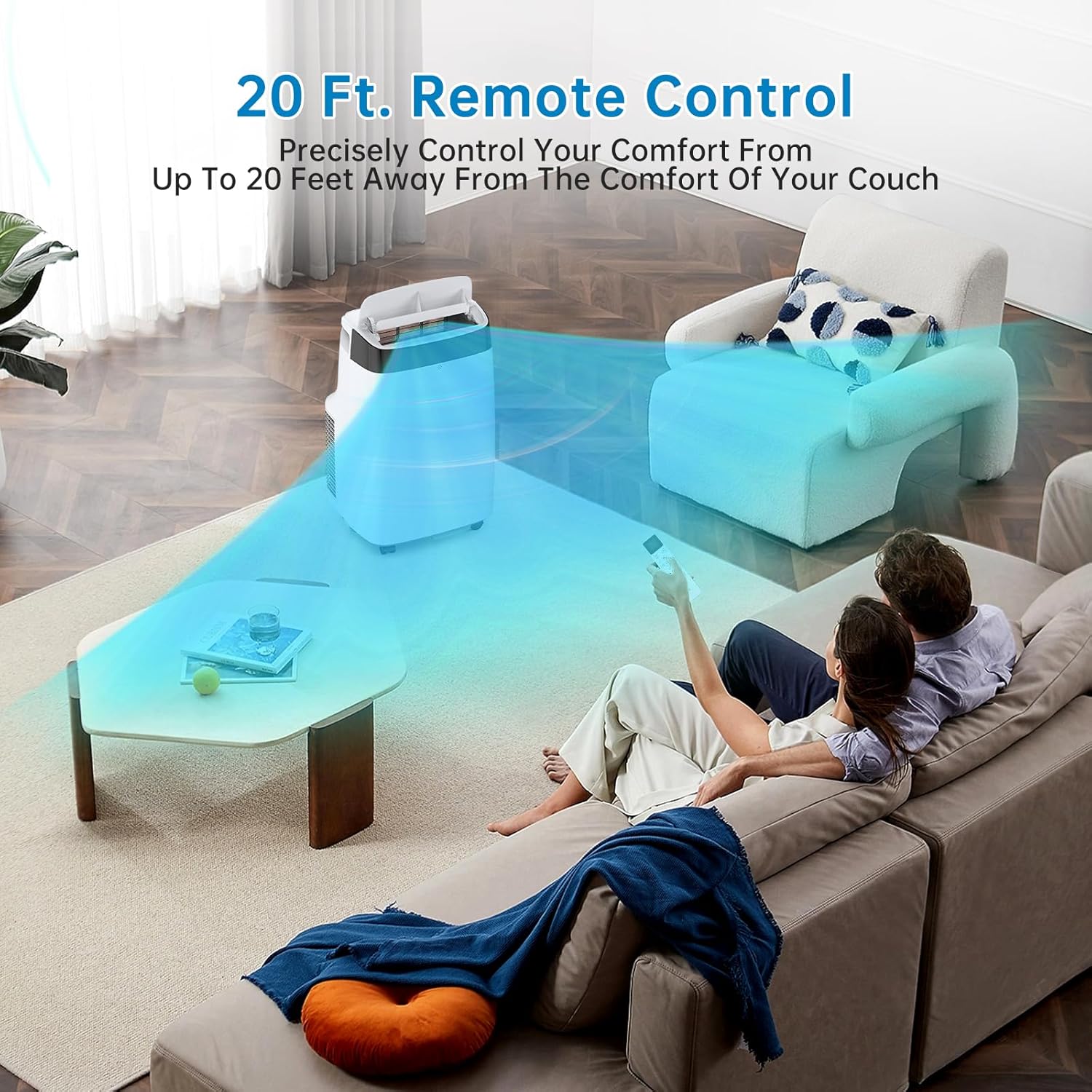 Portable Air Conditioner,10,000 BTU Cools Rooms Up to 450 Sq.Ft. 3 Modes, Remote Control, Easy Installation Kit Included