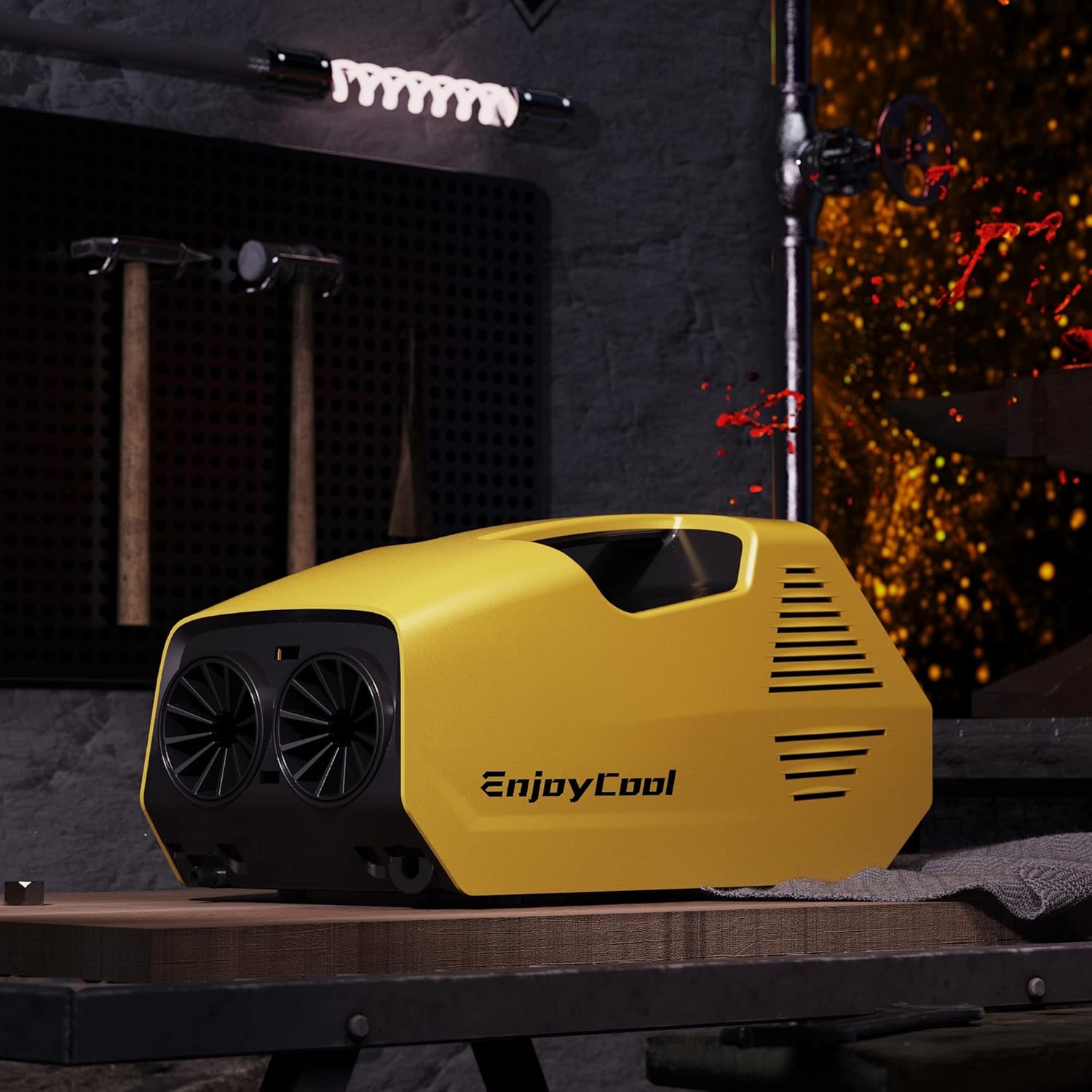 Portable Rotary Mini Air Conditioner,10' Cooling Down,Trucks & Solar Panel Charging,Perfect for Outdoor Events, Traveling, Car Camping,Yellow