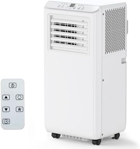 8000 BTUs (ASHRAE) / 5000 BTUs (SACC) Portable Air Conditioner – Quiet Indoor AC with Cooling, 2-Speed Fan, 39 Pints/Day Dehumidification, Timer, Remote Control, for Rooms Up to 350 Sq.Ft.