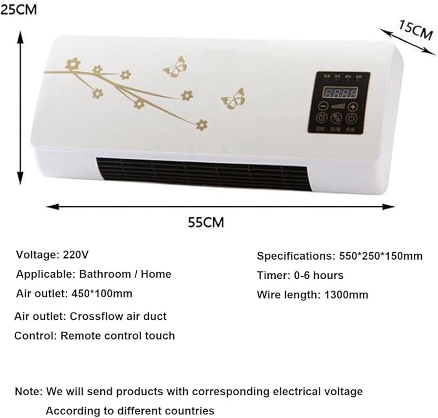 Glenmi Mini Wall Mounted Smart Cooling And Heating Air Conditioner Fan, 2000W Fast Natural Wind/Heating With Remote Control, Mounted Split AC/Heating System For Bedroom, Office, Bathroom(A)