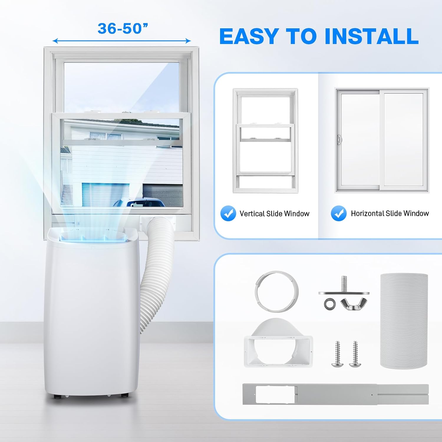 Air Choice Portable Air Conditioner, 14000 BTU Air Conditioner Portable for Room Up to 700 Sq.Ft, Auto Swing, 24H Timer, Remote Control, Window Kit