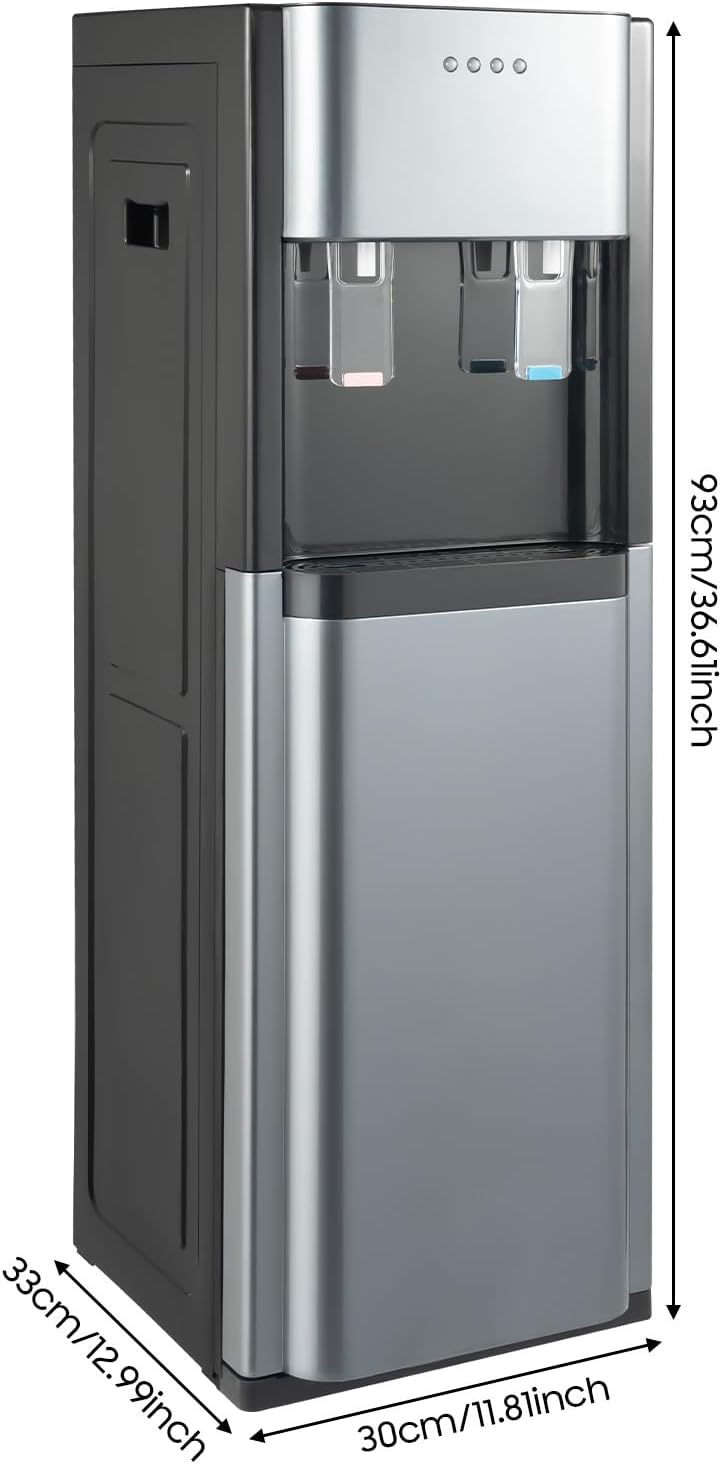 Bottom Loading Water Dispenser for 5 Gallon Bottle, Stainless Steel Portable Water Cooler Dispenser with LED Light - Hot and Cold Water, Anti-Rust Coating for Home, Office, Living Room, Dark Gray