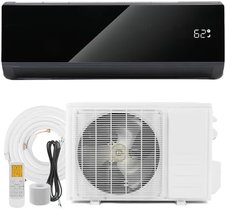 Bonnlo 9000 BTU Mini Split Air Conditioner & Heater, 19 SEER2 115V Inverter Ductless Wall AC Unit for Rooms up to 400 Sq. Ft with Pre-Charged Condenser, Heat Pump & Installation Kit (Black)