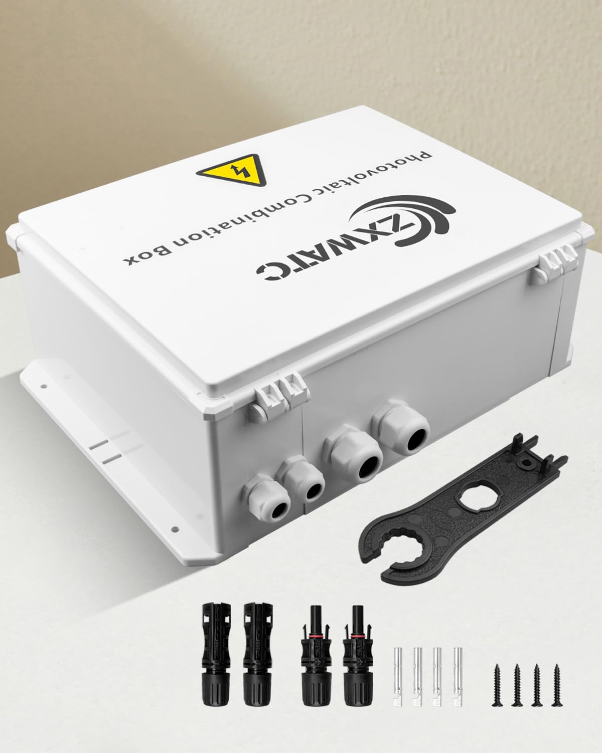 PV Combiner Box 2 String Solar Distribution Box with 25A, 250A DC Circuit Breakers, 63A,125A AC Circuit Breakers, and Surge Protection – IP65 Waterproof, Perfect for 8K-10KW Solar Inverter Systems