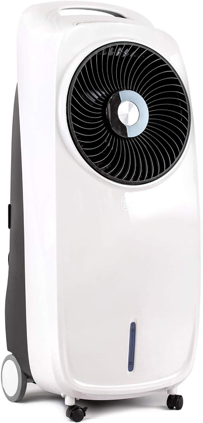 BLACK+DECKER Evaporative Air Cooler - Portable Air Conditioner Cooling Fan with LED Display, Remote Control, 2-Gallon Water Tank - Compact and Lightweight Design, White