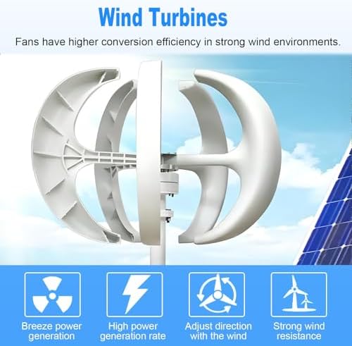 5-Blade Vertical Wind Turbine Generator Kit - Modern Eco-Friendly Wind-Solar Hybrid Power for Street Lights, Highways & Scenic Areas - Efficient 48V Energy Solution