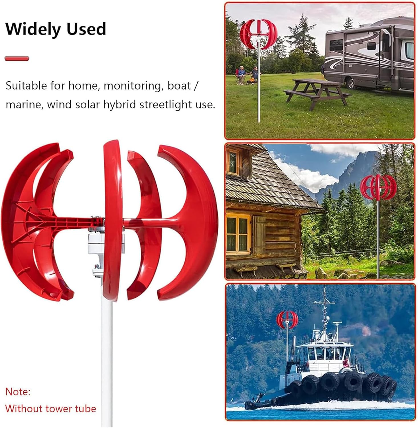 1200W Wind Turbine Generator, 3 Phase AC Permanent Magnet Generator,12V/24V/48V/110V/220V 5 Blades Vertical Wind Turbine Kit Low Wind Speed Starting w/Controller for Home,Boat,Motor Home,Red12V