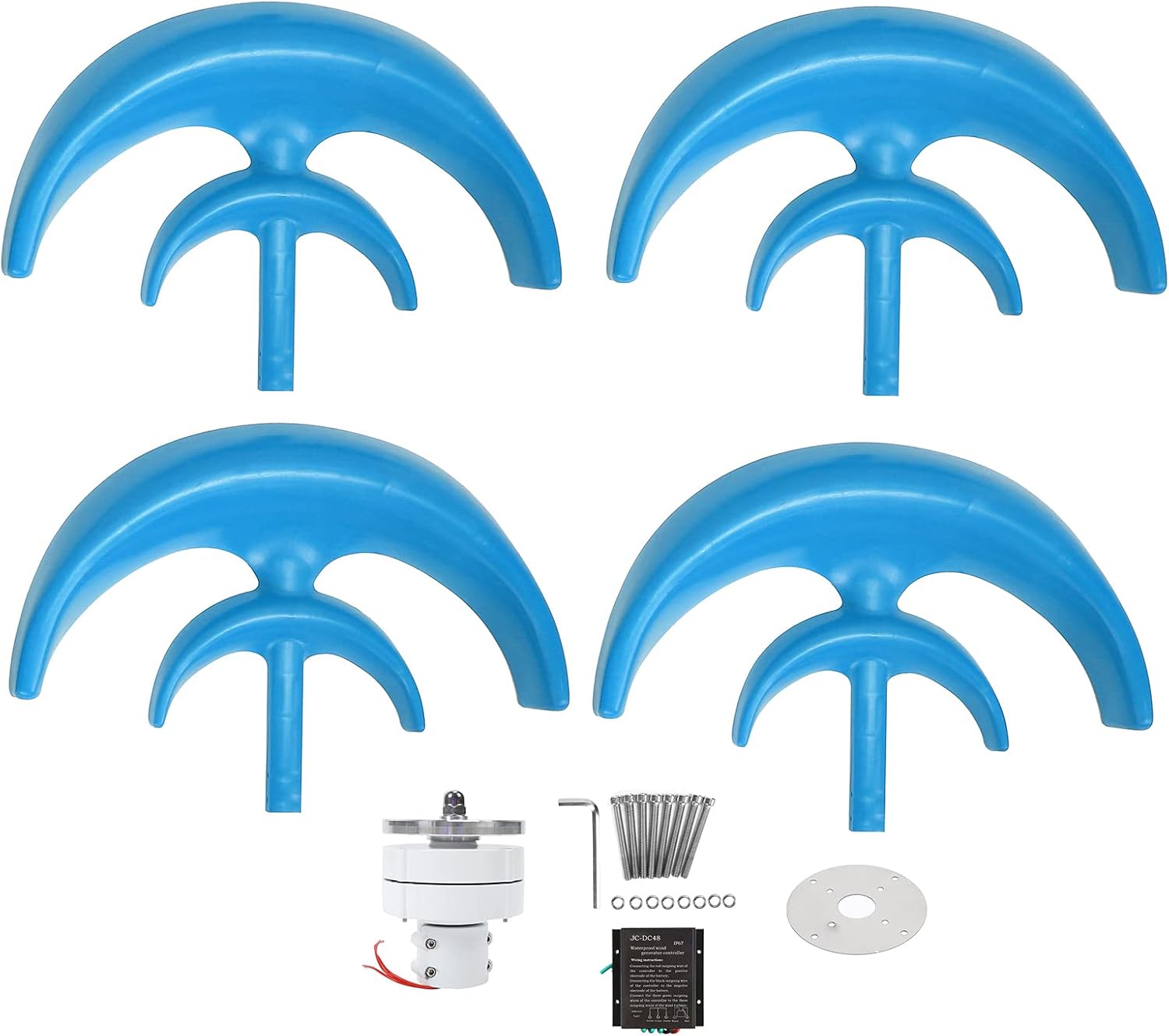 Generic 800W 4 Vanewing The Wind Kit Efficiently Generates Power for Boats, Cabins and Mobile Houses of Blue Alloy Steel + Plastic (48V)