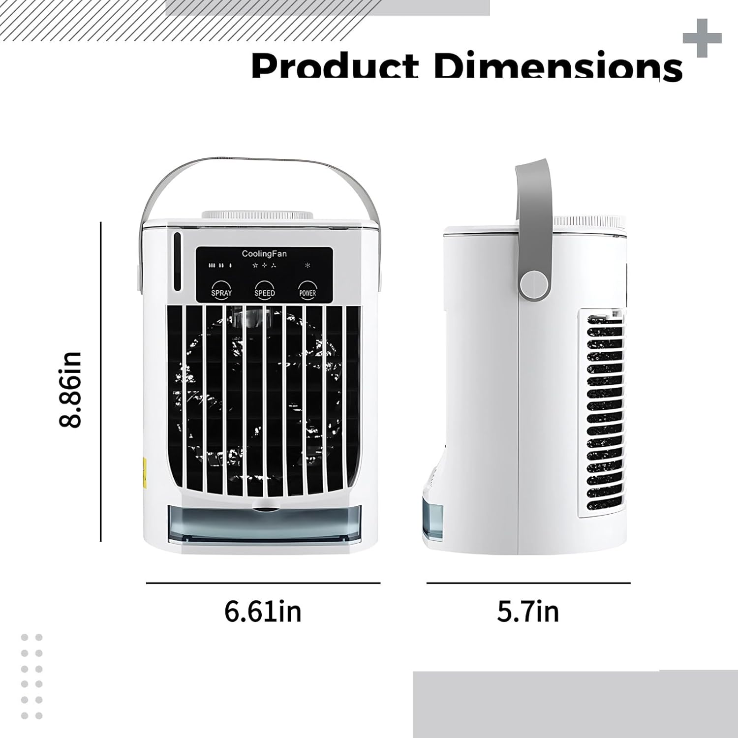 Usb-Powered Portable Mini Air Conditioner For Desk With 3 Speeds, 16.91 Oz Water Tank, Adjustable Mist & Type-C Charging For Home Or Office