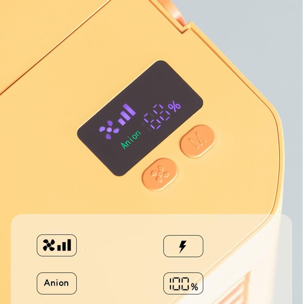 Portable Air Conditioner, Evaporative Air Cooler, Small Cooling Fan, 3 Speeds, 2000mAh Battery Powered & USB Rechargeable Mini Air Conditioner for Room Camping Car Office (Color : Yellow)