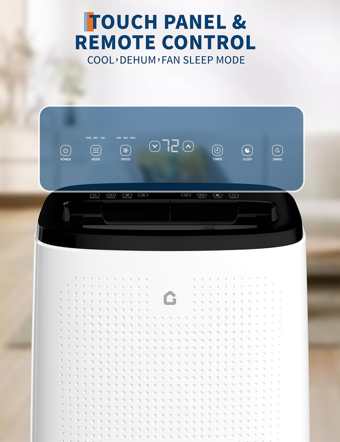 14,000 BTUs Portable Air Conditioner with 3-in-1 Room AC Unit for 750 Sq. Ft, 50dB Ultra Quiet, Window Kits Included Drainage Pipe & Remote Control, White