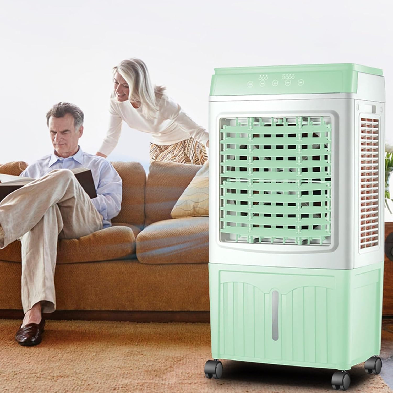 Evaporative Air Cooler, Swamp Cooler, Portable Air Conditioners, Mechanical Knob Operation, 3 Wind Speed, Swing Left and Right, for Home Workshop