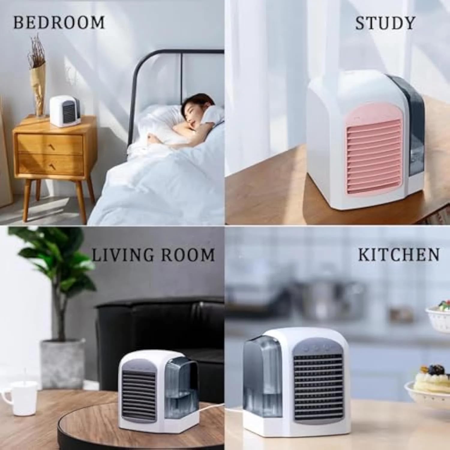 2025 Upgraded Portable Air Conditioner - 4-in-1 AC with Ice Mist Technology, 3 Speeds, 380ml Tank, Ultra-Quiet for Home, Office, Travel - Compact & Efficient (Grey)