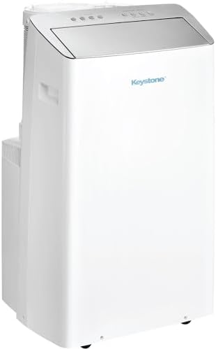 Keystone 14,000 BTU ASHRAE/12,000 BTU DOE Portable Inverter Air Conditioner with Heater, Quiet, High Efficiency Operation and Remote, AC Unit for Apartment, Living Room, Medium Rooms up to 550-Sq. Ft.