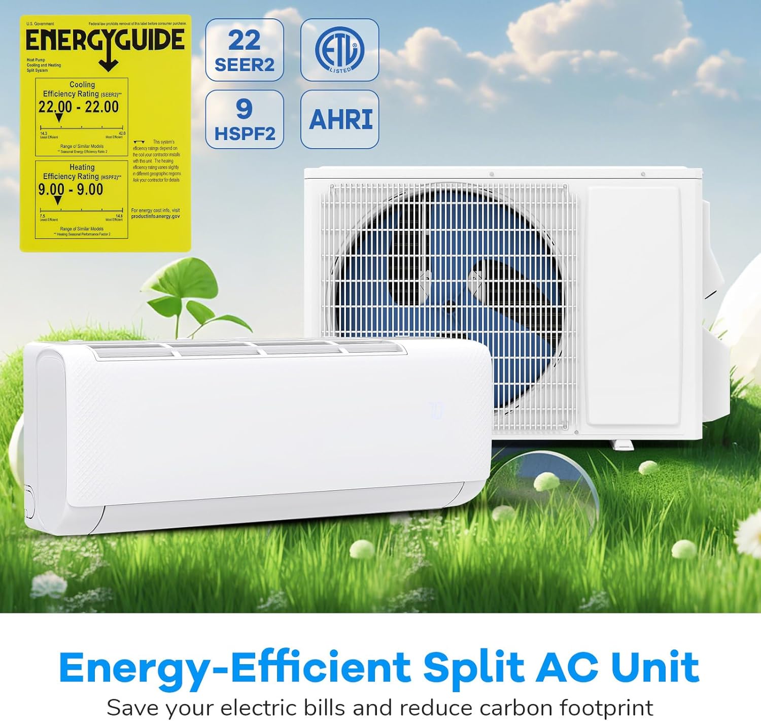 ARLIME 12000 BTU Mini Split Air Conditioner & Heater, WiFi Enabled 22 SEER2 115V Ductless Inverter AC Unit w/Complete Installation Kit, Works with Alexa, Cools Rooms Up to 750 Sq.Ft (White,12000BTU)