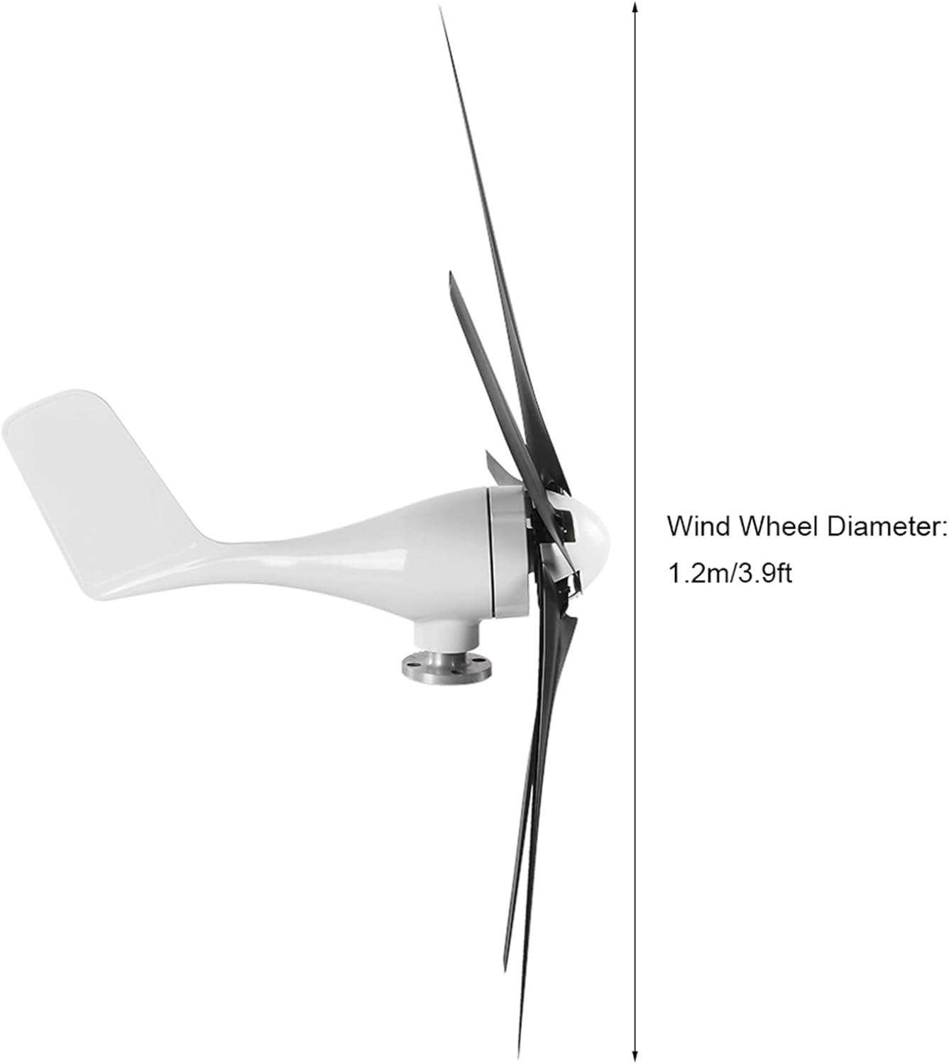 100W Wind Turbine Generator with 5 Blades, High Efficiency Power Supply, Blue 48V - Low Noise, Ideal for Mobile Homes and Boats (12V)