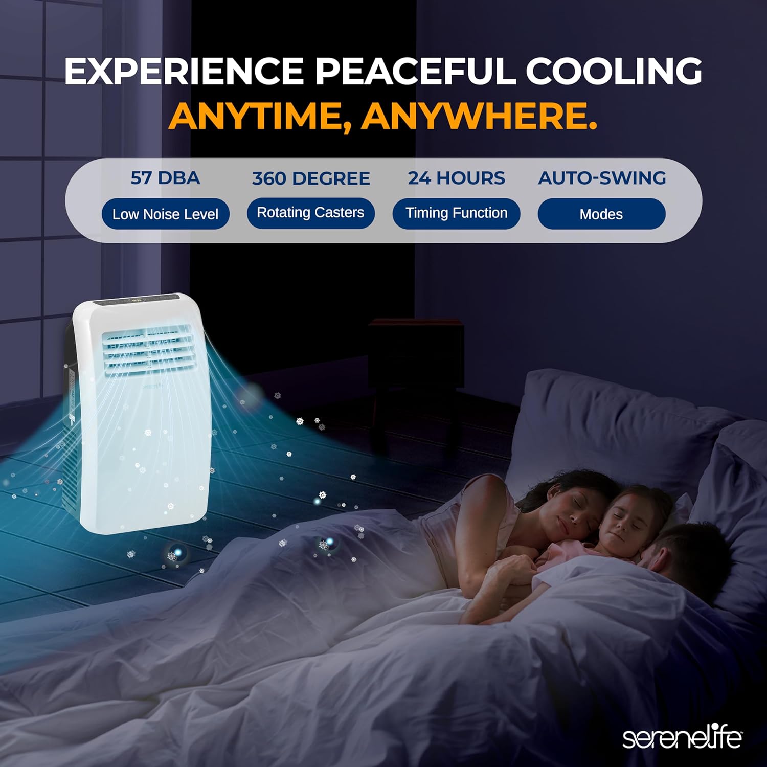 SereneLife 3-in-1 Portable Air Conditioner with Built-in Dehumidifier Function,Fan Mode, Remote Control, Complete Window Mount Exhaust Kit