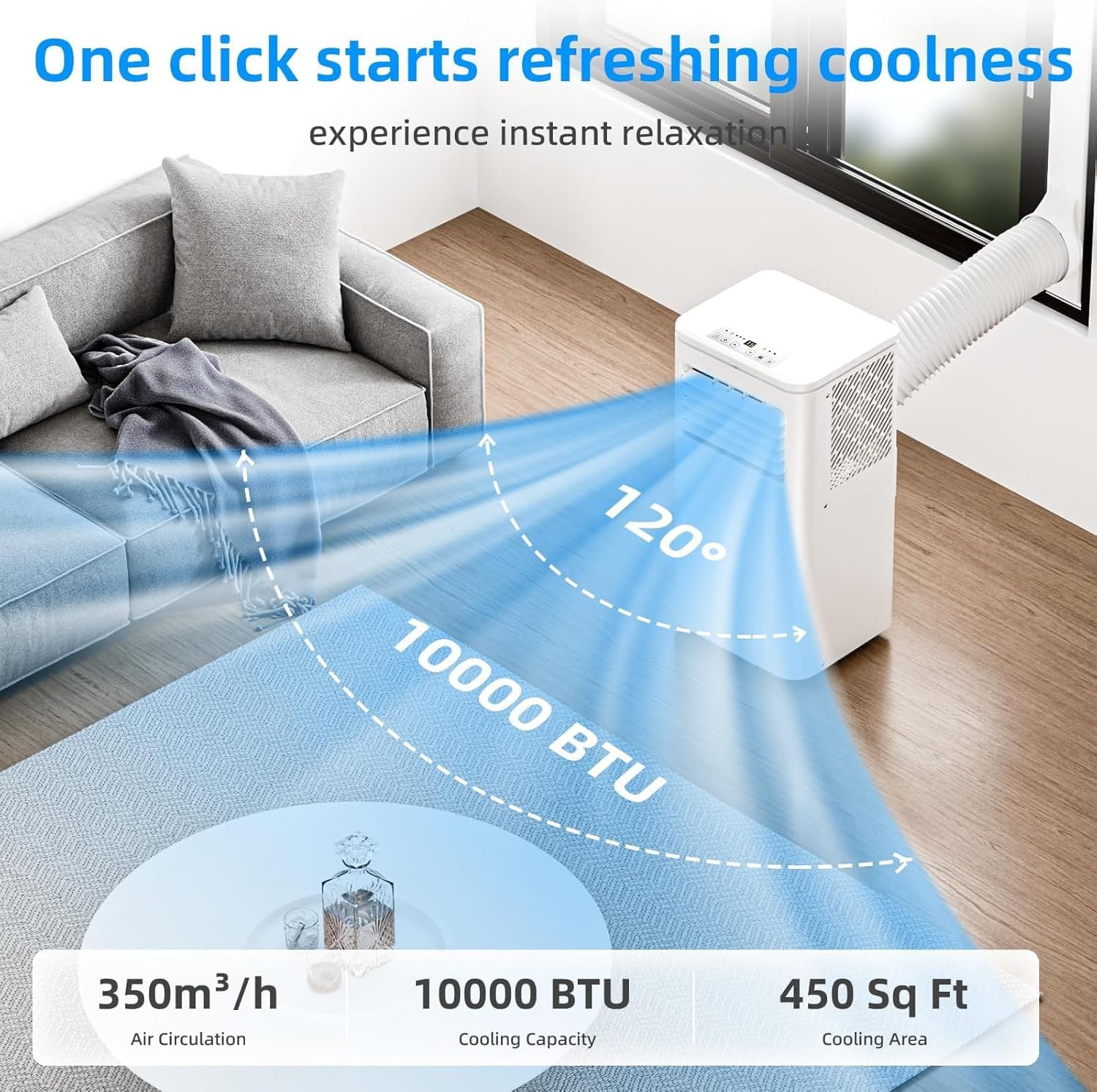 Antarctic Star 10000 BTU Portable Air Conditioner, 3 in 1 Free Standing Cooling AC Unit with Fan & Dehumidifier & Cools, Sleep Mode, 24H Timer, for Home/Kitchen/Office