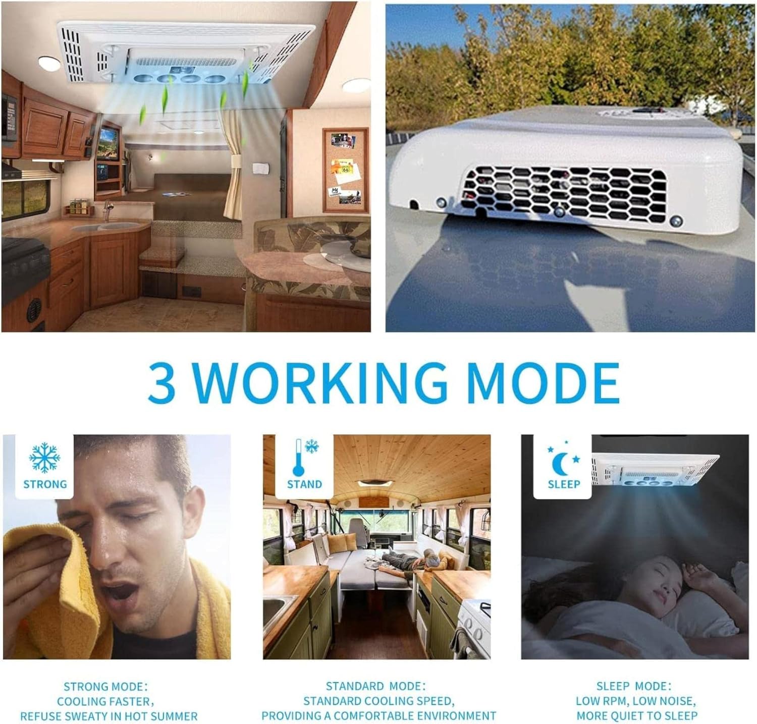 Air Conditioner, DC 12 V, Electric Air Conditioner, Parking Air Conditioner, Suitable for Trucks Motorhomes Trailers, Buses Motorhomes, Vans