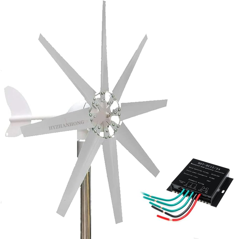 24V,12000W Horizontal Wind Turbine Generator, Low Speed AC Alternator Generators Windmill with Free MPPT Charger Controller And Off Grid Inverter