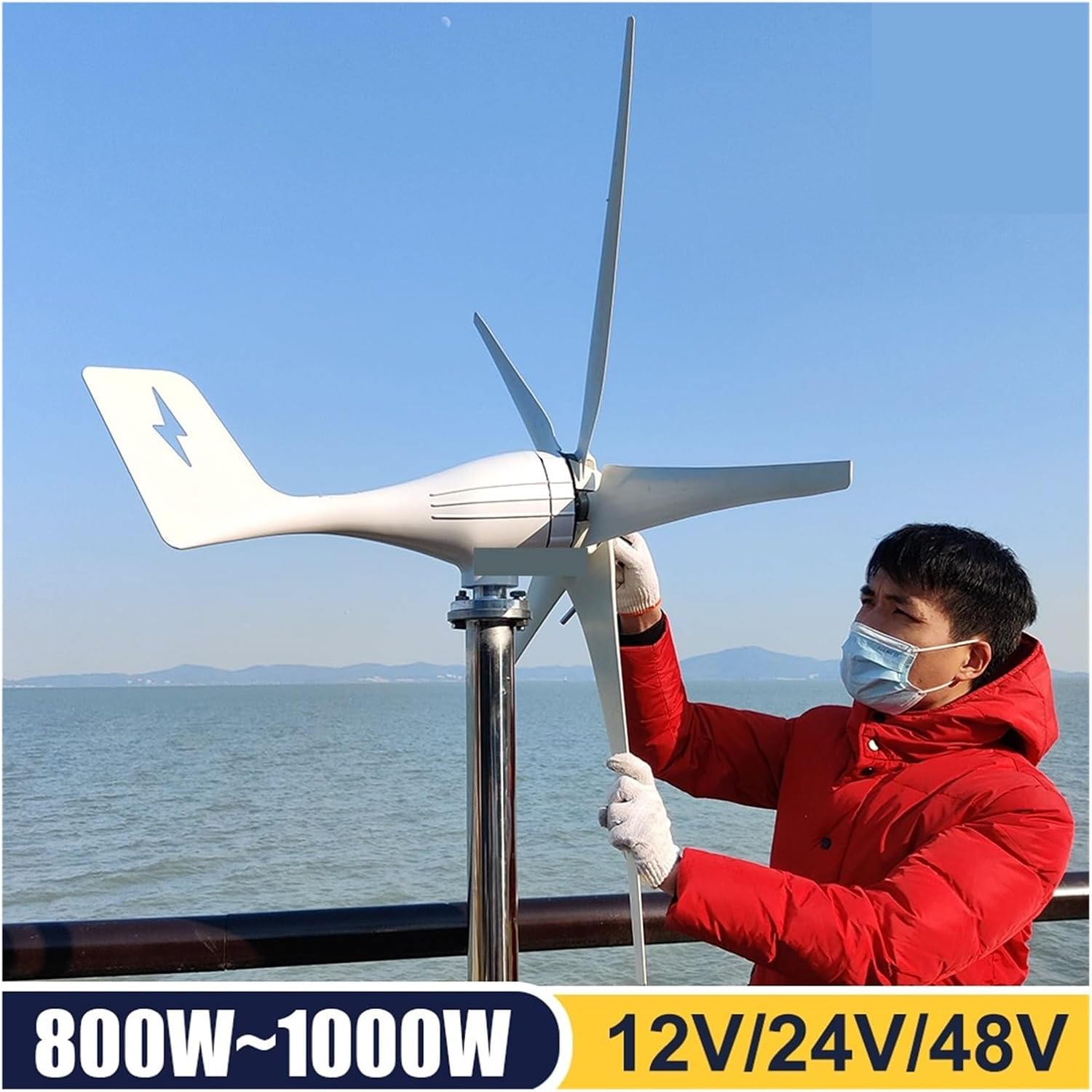 1000W Wind Turbine Generator with MPPT/Charge Controller 12V 24V 48V Windmill Alternative Energy Generator Home Use Industrial Energy(MPPT Wind Controller,24V)