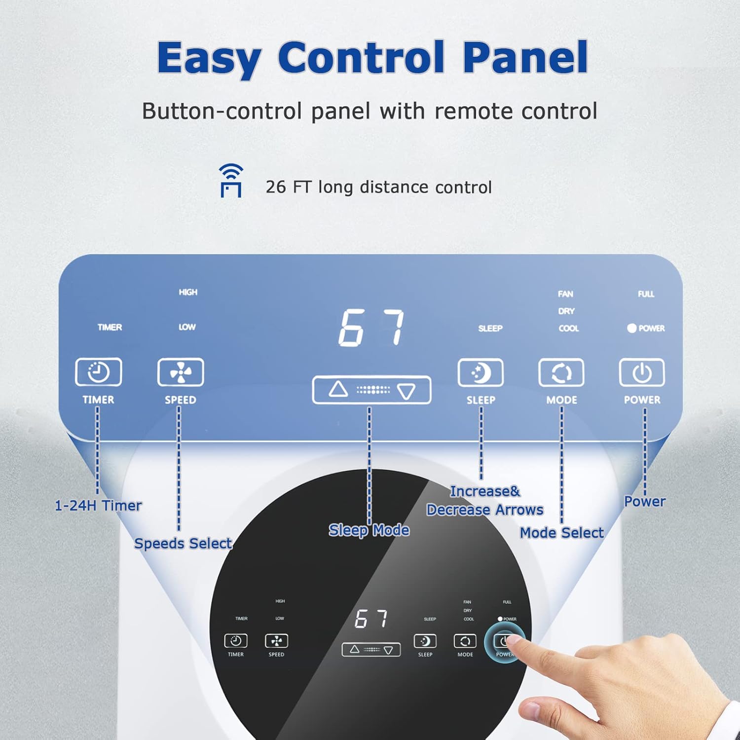ARLIME Portable Air Conditioners 9000 BTU Cools up to 350 Sq. Ft., Portable AC Unit with Remote Control, Floor Air Conditioner with Window Kit For Room, Office, Dorm, Bedroom