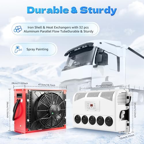 12V 11000 BTU Mini Split Air Conditioner Kit with Controller 2200-2400W Cooling Capacity Mini Split AC System for Trucks, Caravans, RVs, 8828.68-15891.6ft³/h Air Volume, Only Cooling